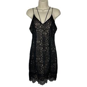 Skye's the limit Black Sleeveless Strappy Stretch Lace Dress Size M NWT
